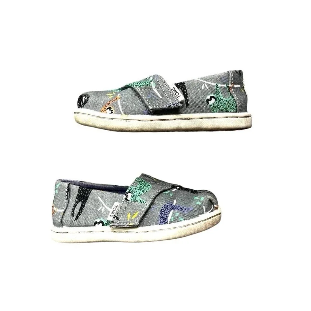 Toms Gray Toddler Sloth Print Shoes Size 5
